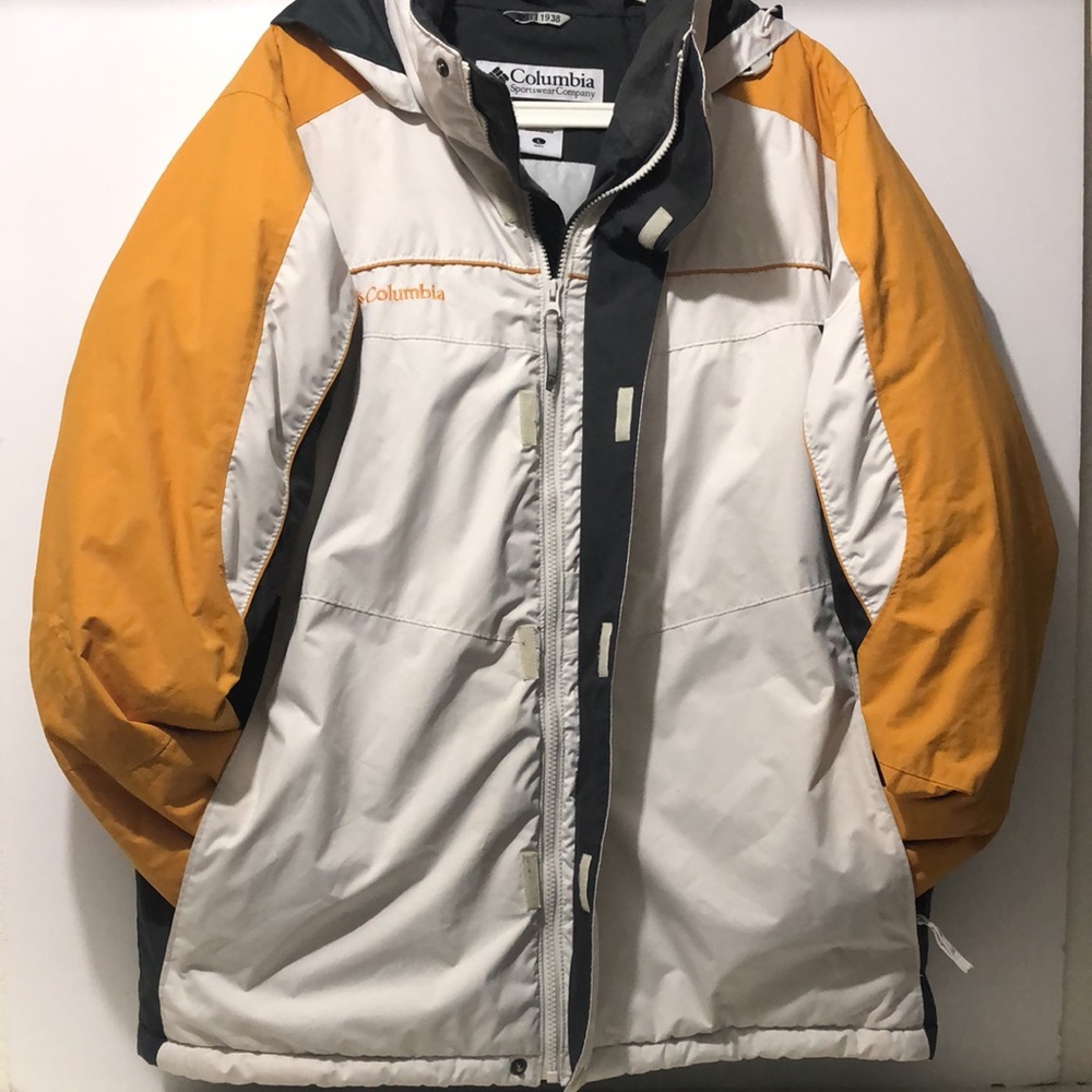 Columbia Hoodie Jacket Men’s L Water Resistant Windbreaker Adjustable Hem Ivory - Picture 2 of 16